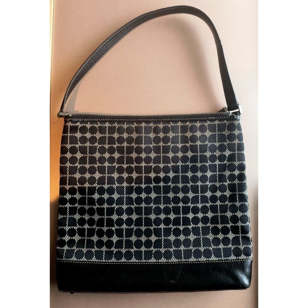 Vintage Kate Spade New York Spade Flower‎ Monogram Jacquard Leather Shoulder Bag